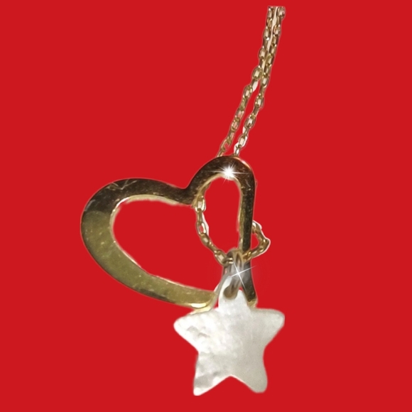 Gold Floating Heart & Dangling Star Charm - Picture 4 of 16